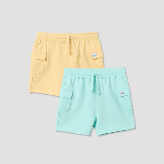 Juniors Solid Cargo Shorts - Pack of 2