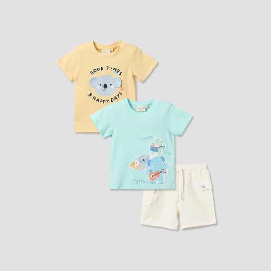 Juniors 3-Piece Printed T-shirt and Shorts Set
