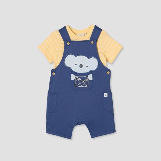 Juniors Applique Dungaree and T-shirt Set