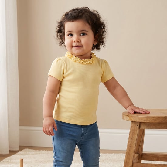 Juniors Ruffle Neck T-shirt