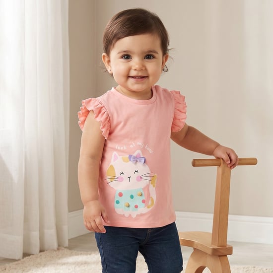 Juniors Cat Printed Top