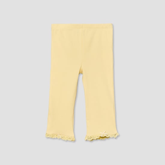 Juniors Lace Trim Flared Leggings