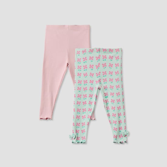 Juniors Assorted Leggings with Lettuce Hem - Pack of 2