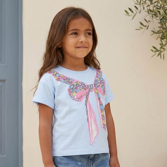 Juniors Bow Print T-shirt