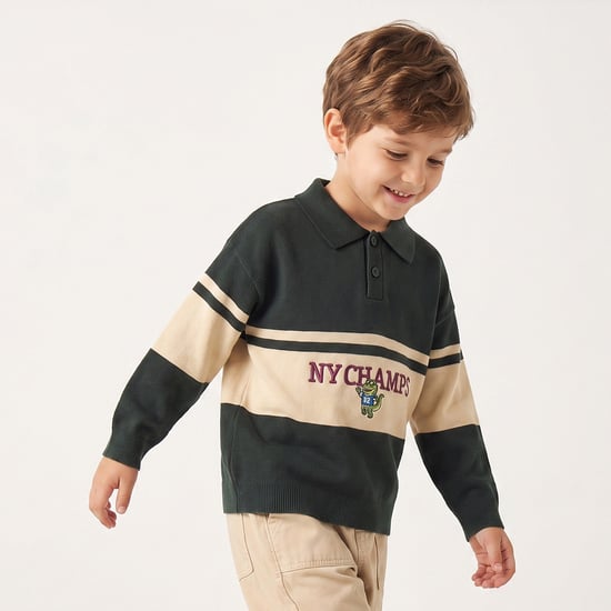Juniors Colourblock Polo Sweater
