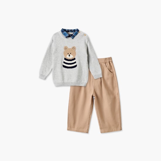 Juniors Teddy Bear Applique Sweater with Trousers Set