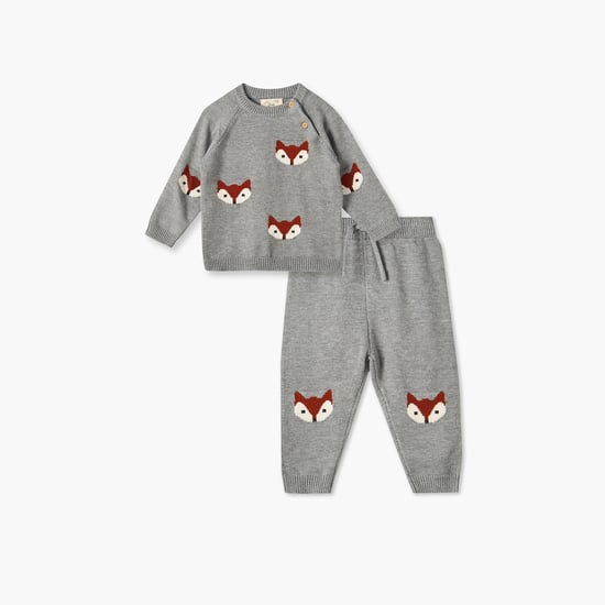 Juniors Fox Accent Sweater with Joggers Set
