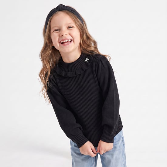 Juniors Turtle Neck Sweater with Balloon Sleeves