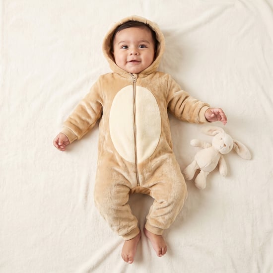 Juniors Bear Applique Hooded Sleepsuit