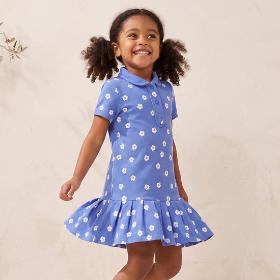 Juniors Floral Print Polo Dress