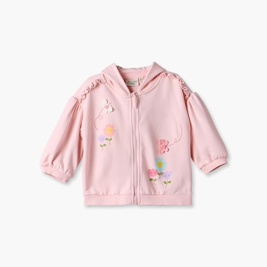 Juniors Floral Print Zip-Up Hoodie