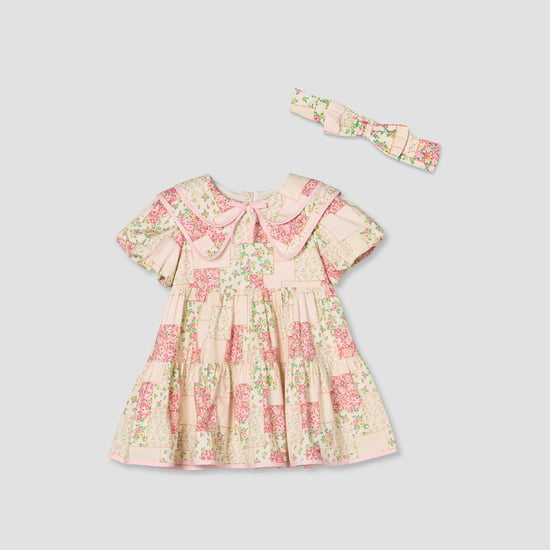 Juniors Floral A-line Dress and Headband Set