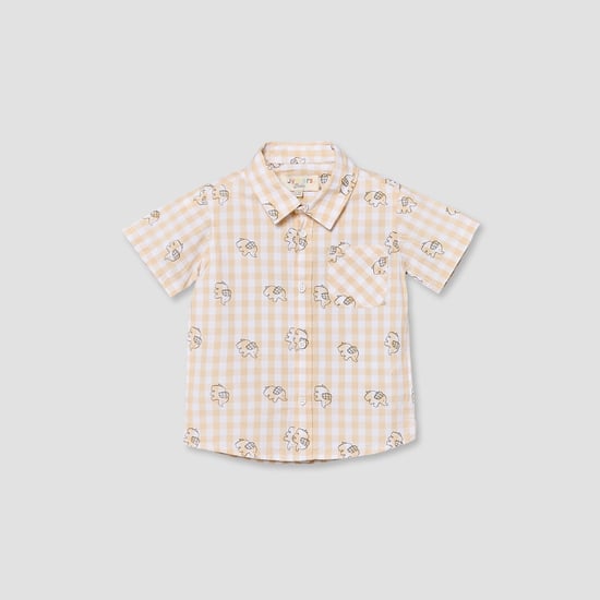 Juniors Checked Elephant Print Shirt