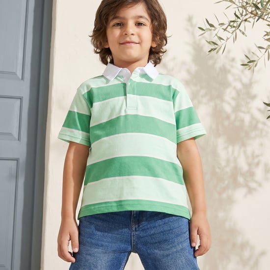 Juniors Striped Polo T-shirt