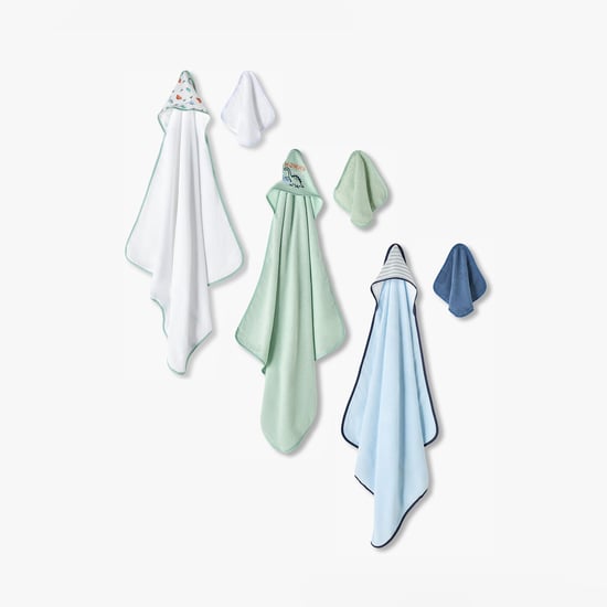 Juniors Hooded Towel and Wash Cloth Set - Pack of 6