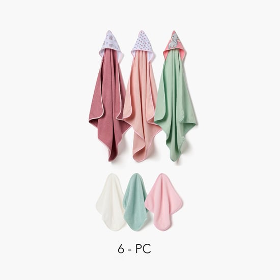 Juniors Hooded Towel and Washcloth Set - Pack of 6