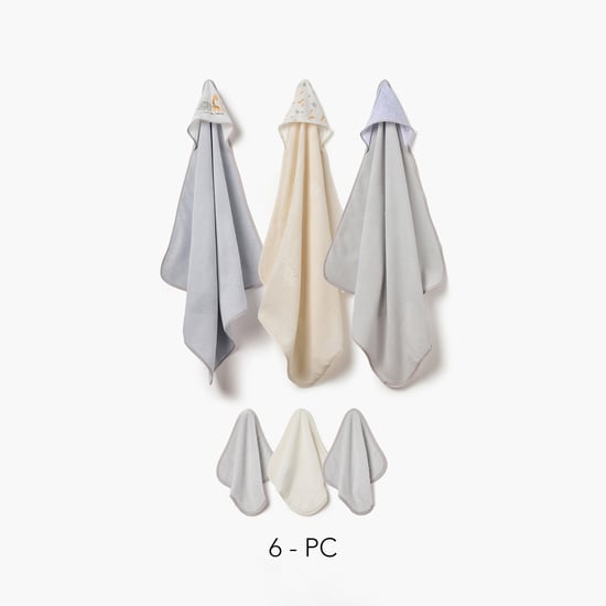 Juniors Hooded Towel and Washcloth Set - Pack of 6