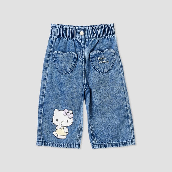 Juniors Girls Hello Kitty Wide Leg Jeans