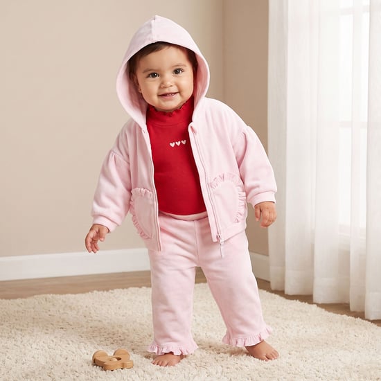 Juniors Frilled Detailed 3-Piece Jacket and Trousers Set with T-shirt