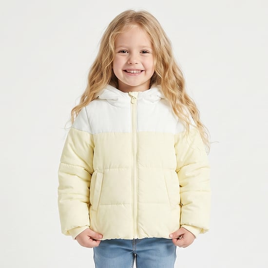 Juniors Colourblock Puffer Hooded Jacket