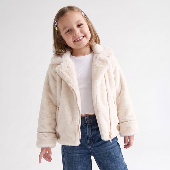 Juniors Faux Fur Biker Jacket