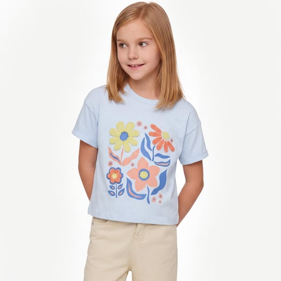 Juniors Floral Chennile T-shirt