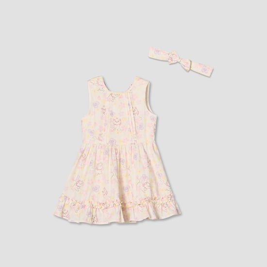 Juniors Marie Print A-line Dress with Headband