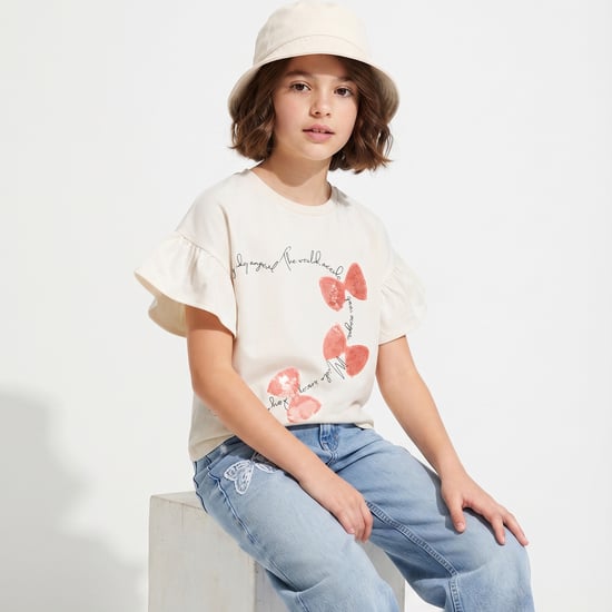 Juniors Bow Sequined Top