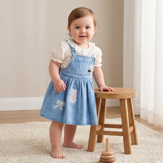 Juniors Minnie and Daisy Denim Pinafore Dress and Top Set