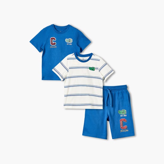 Juniors 3-Piece Crocodile Print T-shirts and Shorts Set