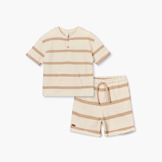 Giggles Striped T-shirt with Shorts Set