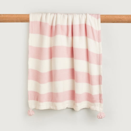 Juniors Striped Sherpa Raschel Blanket - 100 x 80 cm