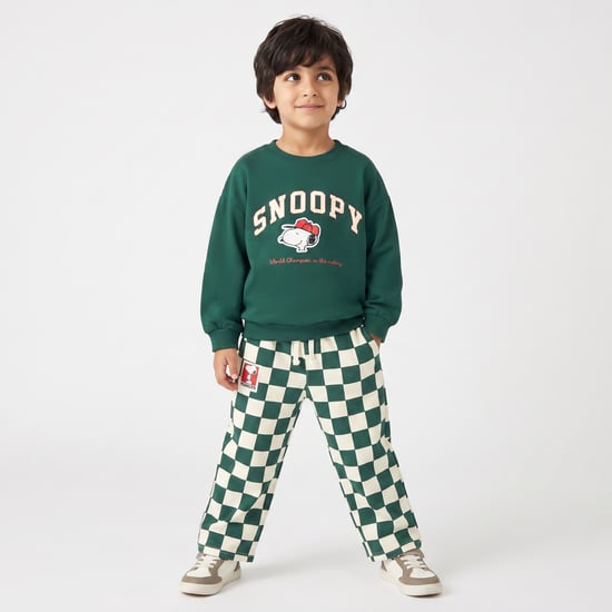 Juniors Snoopy Print Sweatshirt and Track Pants Set