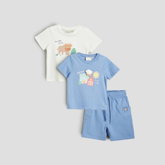 Juniors Printed 3 Piece Shorts Set