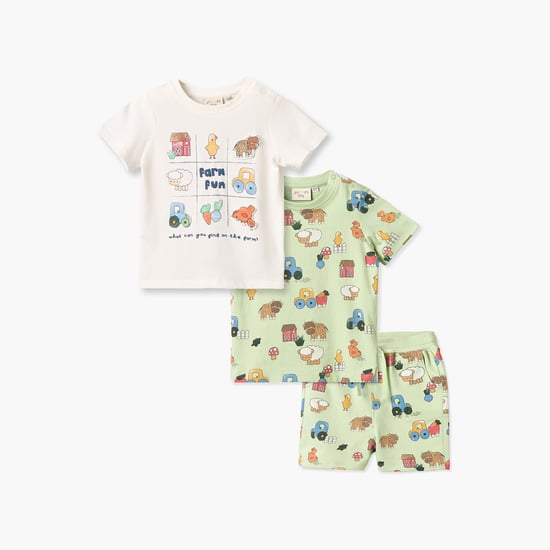Juniors 3-Piece Printed T-shirt and Shorts Set