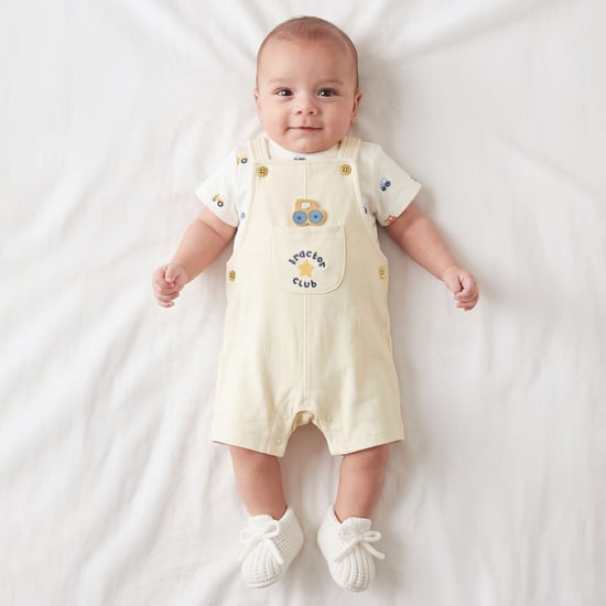 Juniors Applique Dungaree with T-shirt