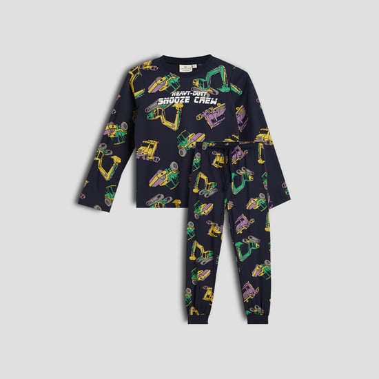 Juniors Vehicle Print T-shirt with Joggers Set