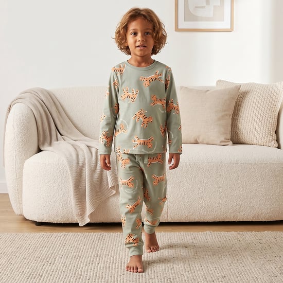 Juniors Tiger Print T-shirt with Pyjama Set