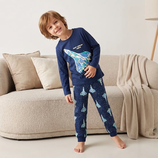 Juniors Aeroplane Print T-shirt and Pyjama Set