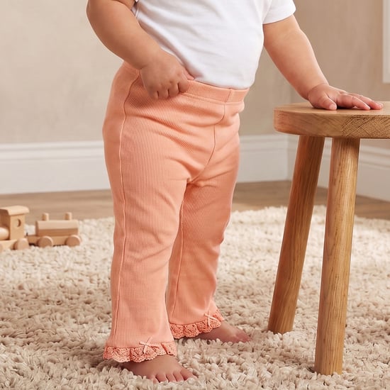 Juniors Flared Leggings with Lace Trim