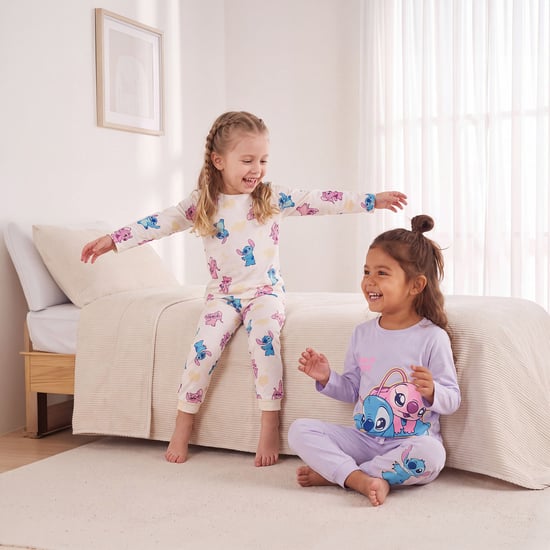 Juniors Stitch and Angel Print T-shirt with Pyjama Set - Pack of 2