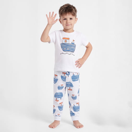 Juniors Nautical Print T-shirt and Pyjama Set