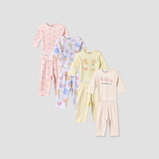 Juniors Printed T-shirt with Pyjama Set - Pack of 4