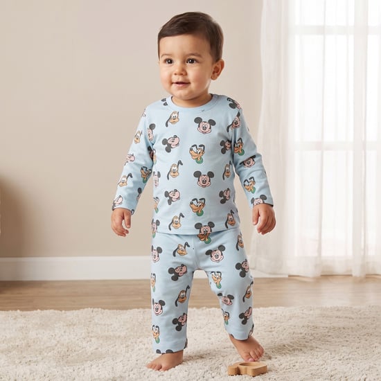 Juniors Mickey Mouse Print T-shirt and Pyjama Set