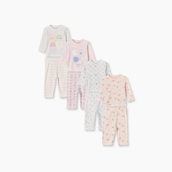 Juniors Printed T-shirt with Pyjama Set - Pack of 4