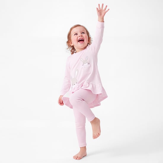 Juniors Bunny Applique Top and Pyjama Set
