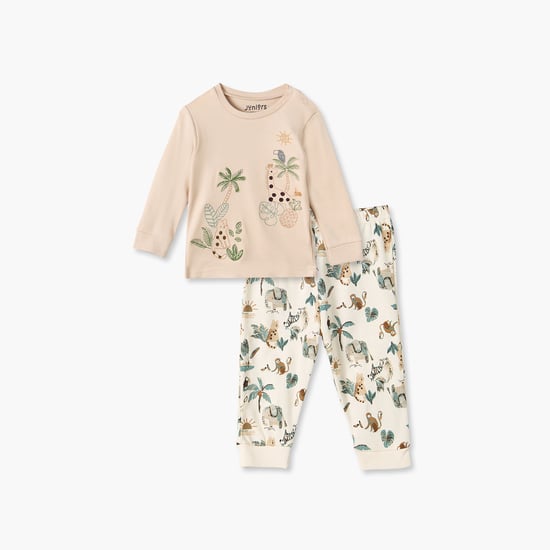 Juniors Safari Print T-shirt with Pyjama Set