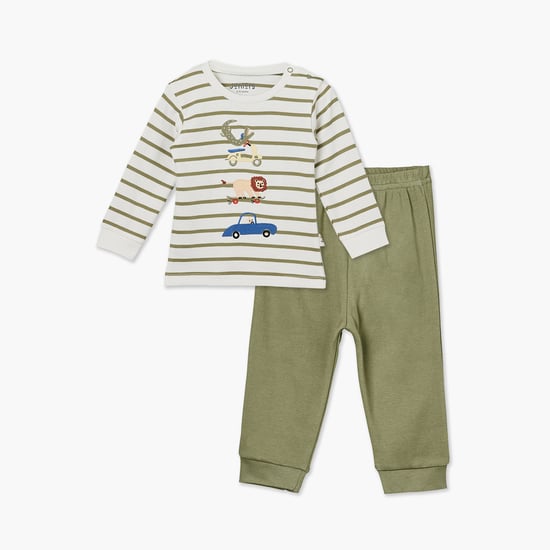 Juniors Striped T-shirt with Pyjama Set