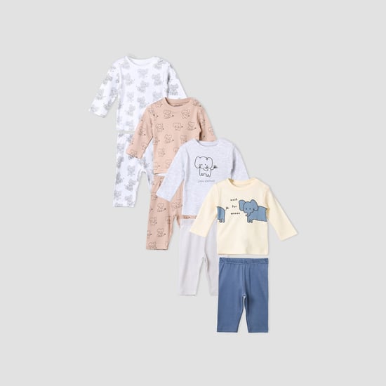 Juniors Printed T-shirt and Pyjamas Sets - Pack of 4