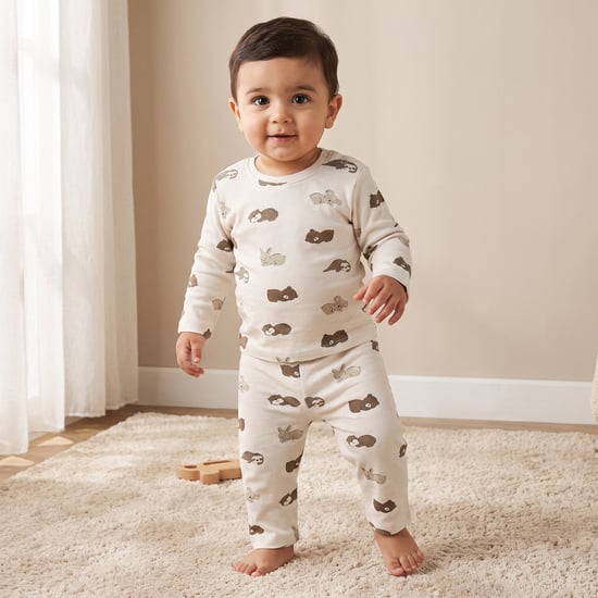 Juniors Bear Print T-shirt with Pyjama Set